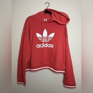 adidas Coral Red Trefoil Hoodie Sweatshirt